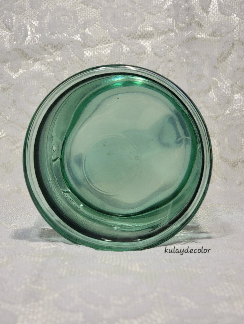 Vintage Green Glass Cookie Jar Canister Storage Jar w/ Lid Recycled Glass Style - Picture 8 of 16
